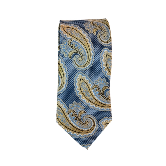 Bruno Piattelli Roma Regal Blue/Gold Paisley Men's Tie - Picture 14 of 14
